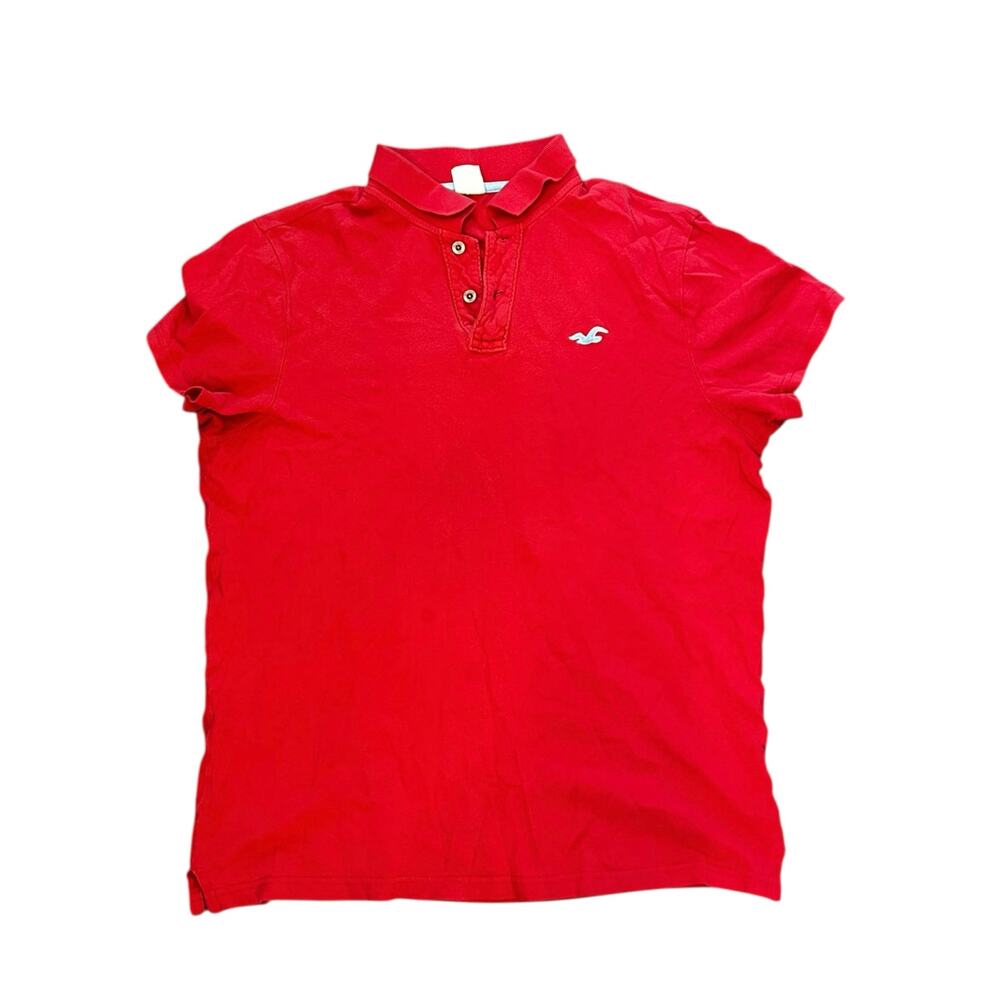 Vintage Y2K Hollister Men’s Polo Shirt Red Blue Seagull Logo Size XL